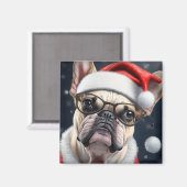 Niedlicher französischer Bulldog Weihnachtsgeschen Magnet (Vorderseite/Rückseite)