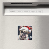 Niedlicher französischer Bulldog Weihnachtsgeschen Magnet (In Situ (Geschirrspüler))