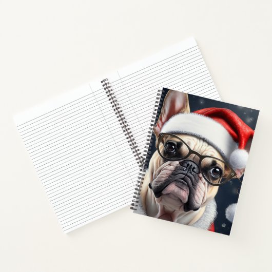 Niedlicher französischer Bulldog Weihnachtsgeschen Notizblock (Innenseite)