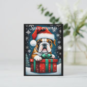 Niedlicher französischer Bulldog Weihnachtsgeschen Postkarte (Stehend Vorderseite)