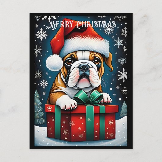 Niedlicher französischer Bulldog Weihnachtsgeschen Postkarte (Vorderseite)