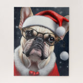Niedlicher französischer Bulldog Weihnachtsgeschen Puzzle (Vertikal)