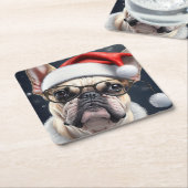 Niedlicher französischer Bulldog Weihnachtsgeschen Rechteckiger Pappuntersetzer (angewinkelt)