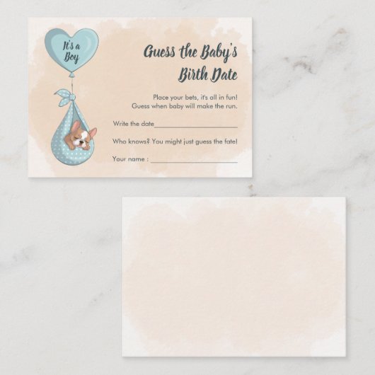 Niedlicher Französischer Bulldog Welpe Blue Herzra Begleitkarte (Vorne/Hinten)