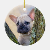 Niedlicher französischer Bulldog Welpe in einer Zw Keramik Ornament (Hinten)