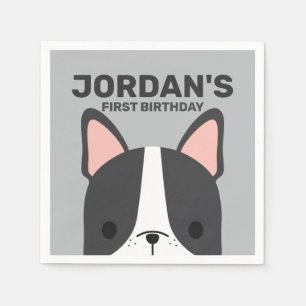 Niedlicher französischer Bulldog zum Geburtstag Serviette