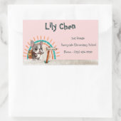 Niedlicher französischer Bulldog zurück in die Sch Rechteckiger Aufkleber (Tasche)