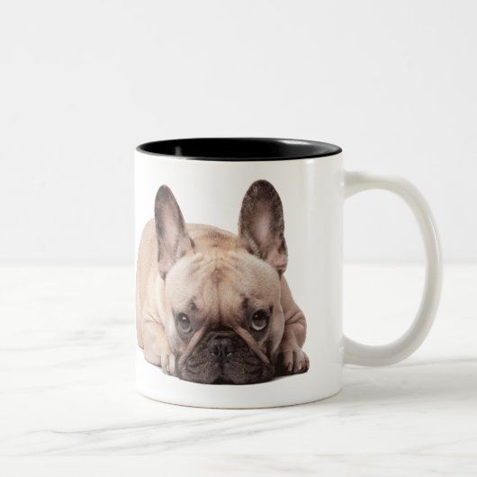 Niedlicher französischer Bulldog Zweifarbige Tasse (Rechts)