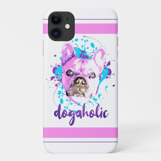 Niedlicher französischer Bulldogge Gesicht Pink Bl Case-Mate iPhone Hülle (Rückseite)