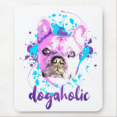 Niedlicher französischer Bulldogge Gesicht Pink Bl Mousepad (Vorne)