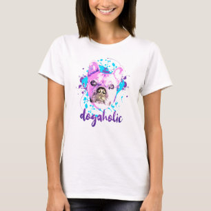 Niedlicher französischer Bulldogge Gesicht Pink Bl T-Shirt