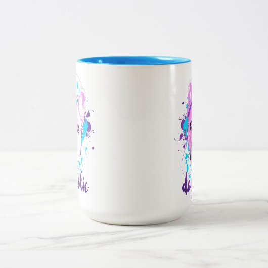 Niedlicher französischer Bulldogge Gesicht Pink Bl Zweifarbige Tasse (Mittel)