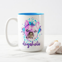 Niedlicher französischer Bulldogge Gesicht Pink Bl Zweifarbige Tasse