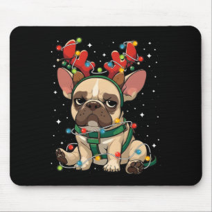 Niedlicher französischer Bulldogge in Weihnachtsbe Mousepad