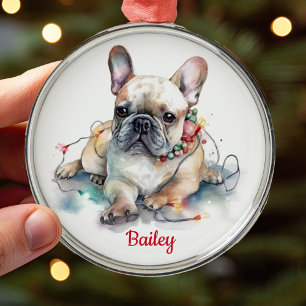 Niedlicher französischer Bulldogge Weihnachtsschmu Ornament Aus Metall