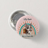 Niedlicher französischer Bulldogge zurück in die S Button (Vorne & Hinten)