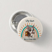 Niedlicher französischer Bulldogge zurück in die S Button (Vorne & Hinten)