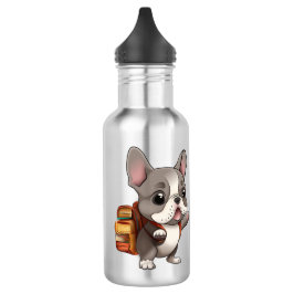 Niedlicher französischer Bulldogge zurück in die S Edelstahlflasche