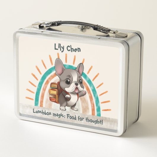 Niedlicher französischer Bulldogge zurück in die S Metall Brotdose (Rückseite)