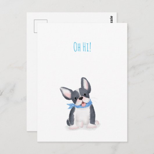 Niedlicher französischer Bulldoghund 'Oh hi' Postk Postkarte (Vorne/Hinten)