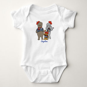 Niedlicher französischer Cartoon Tiere Personalis Baby Strampler