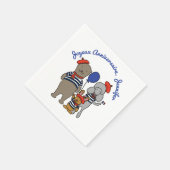 Niedlicher französischer Cartoon Tiere Personalisi Serviette (Ecke)