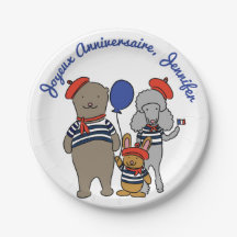 Niedlicher französischer Cartoon Tiere zum Geburts