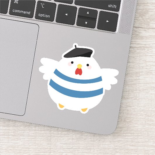 Niedlicher französischer Hen mit Beret Aufkleber (Detail)