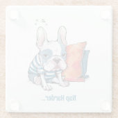 niedlicher französischer Hund, gekleidet, lustig Glasuntersetzer (Rückseite)