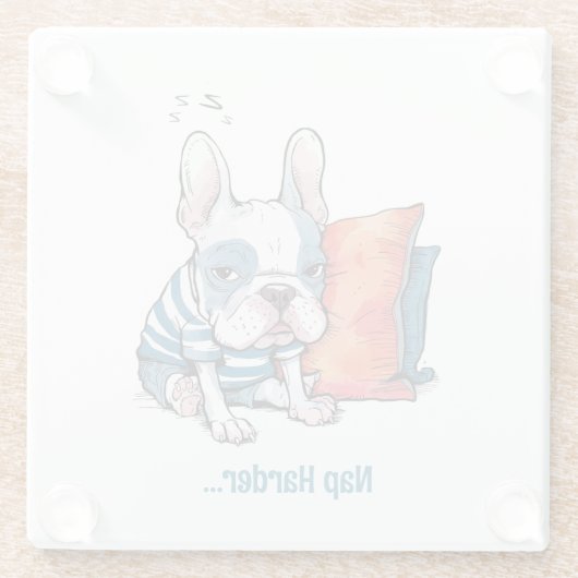 niedlicher französischer Hund, gekleidet, lustig Glasuntersetzer (Rückseite)