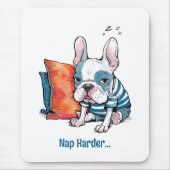 niedlicher französischer Hund, gekleidet, lustig Mousepad (Vorne)
