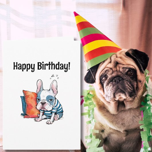 niedlicher französischer Hund, gekleidet, Tier, so Karte