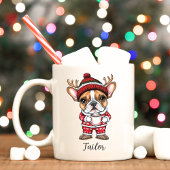 Niedlicher französischer Hund Weihnachtsfeierliche Kaffeetasse