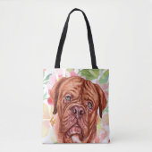 Niedlicher französischer Mastiff mit rosa Blume-Mu Tasche (Vorderseite)