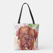 Niedlicher französischer Mastiff mit rosa Blume-Mu Tasche (Rückseite)