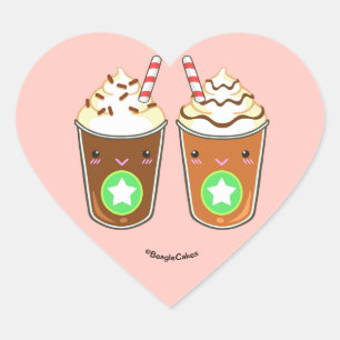 Niedlicher Frappuchino Freund-Aufkleber Herz-Aufkleber