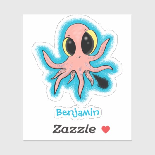 Niedlicher, freche Kraken-Cartoon Aufkleber (Blatt)