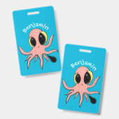 Niedlicher, freche Kraken-Cartoon Ausweis (Vorder- & Rückseite)