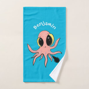Niedlicher, freche Kraken-Cartoon Badhandtuch Set
