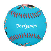 Niedlicher, freche Kraken-Cartoon Baseball (Rückseite)