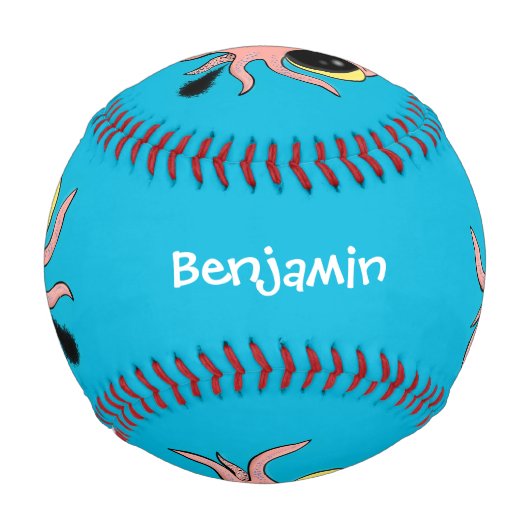 Niedlicher, freche Kraken-Cartoon Baseball (Vorderseite)