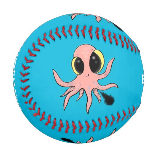 Niedlicher, freche Kraken-Cartoon Baseball (Vorderseite Links)