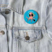 Niedlicher, freche Kraken-Cartoon Button (Beispiel)