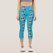 Niedlicher, freche Kraken-Cartoon Capri Leggings (Vorderseite)