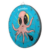 Niedlicher, freche Kraken-Cartoon Dartscheibe (Vorderseite rechts)