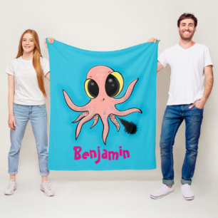Niedlicher, freche Kraken-Cartoon Fleecedecke