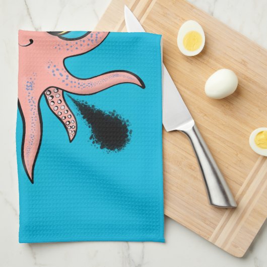 Niedlicher, freche Kraken-Cartoon Geschirrtuch (Viertel Falte)