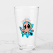 Niedlicher, freche Kraken-Cartoon Glas (Vorderseite)