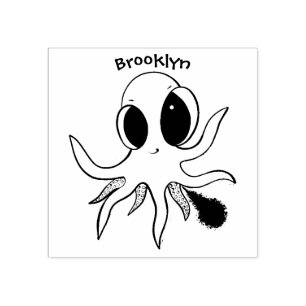 Niedlicher, freche Kraken-Cartoon Gummistempel