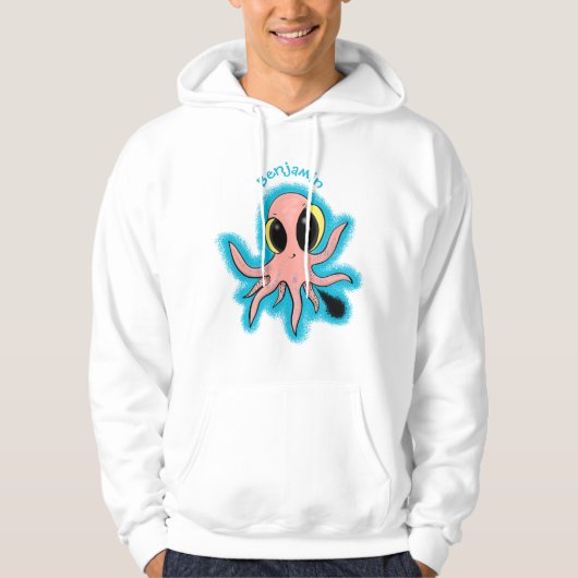 Niedlicher, freche Kraken-Cartoon Hoodie (Vorderseite)